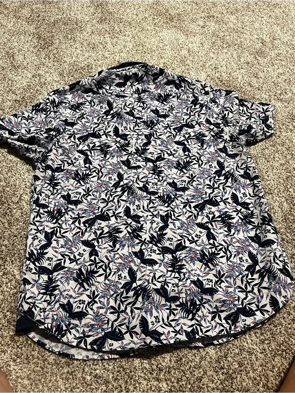 CON.STRUCT Slim Fit Floral Button Up Shirt Men’s Large Stretch Short Sleeve - Picture 7 of 7